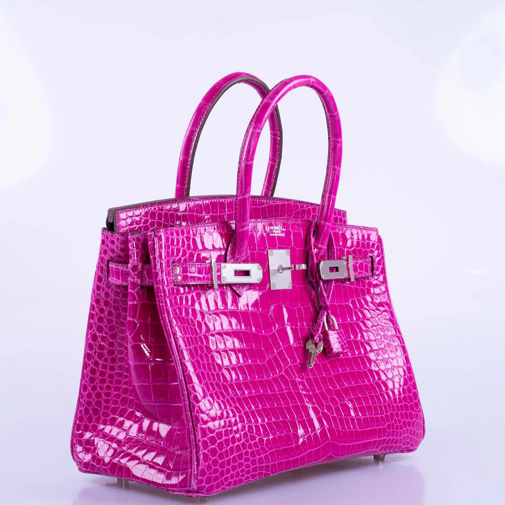 HERMÈS HSS BIRKIN 30 ROSE SCHEHERAZADE POROSUS CROCODILE & CASSIS INTERIOR WITH PALLADIUM HARDWARE