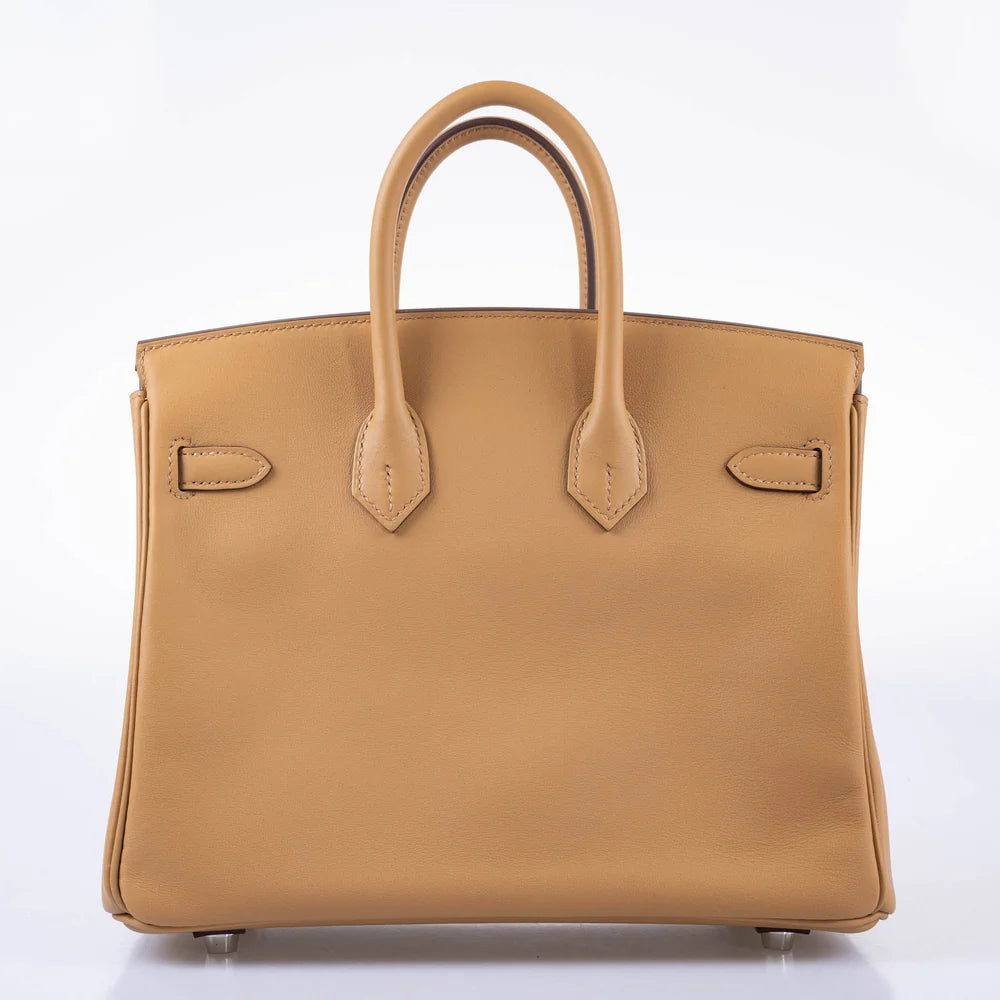 HERMÈS IN AND OUT BIRKIN 25 BISCUIT PRINTED SWIFT PALLADIUM HARDWARE