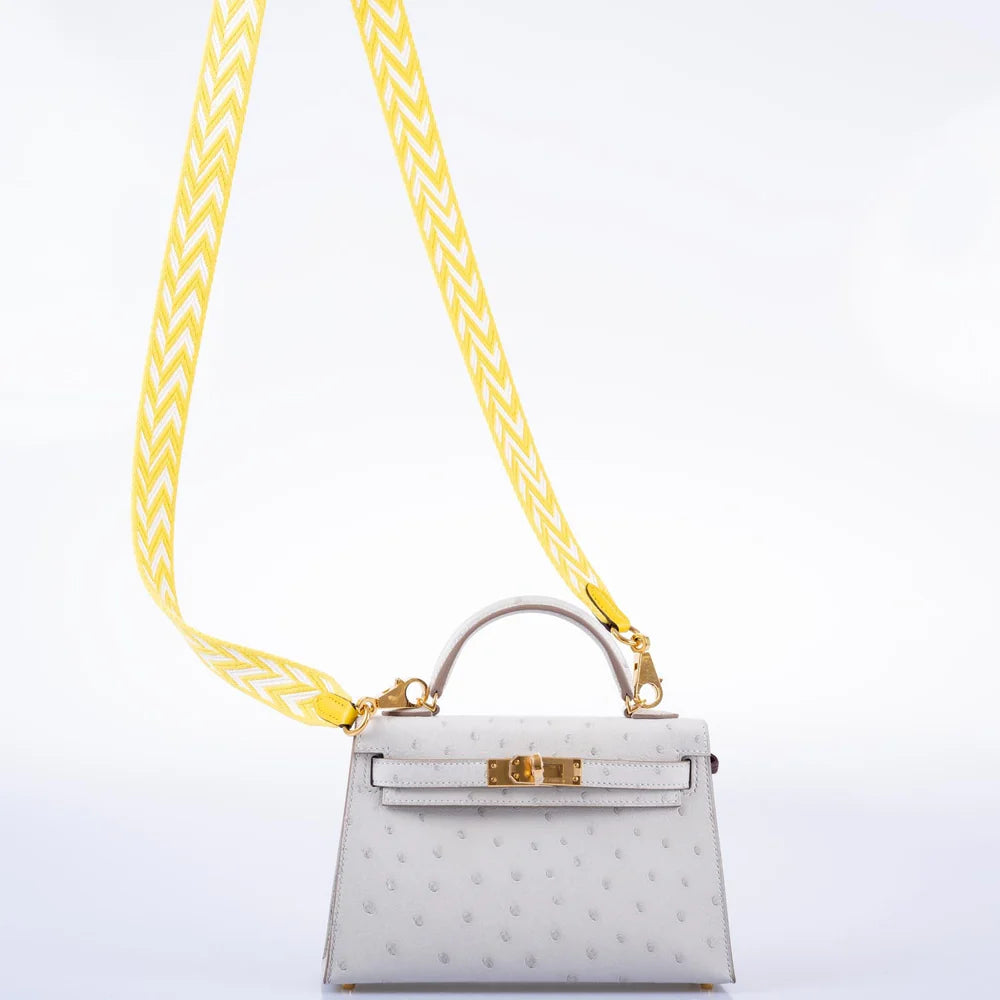 HERMÈS KELLY 20 MINI II SELLIER GRIS PERLE OSTRICH WITH GOLD HARDWARE