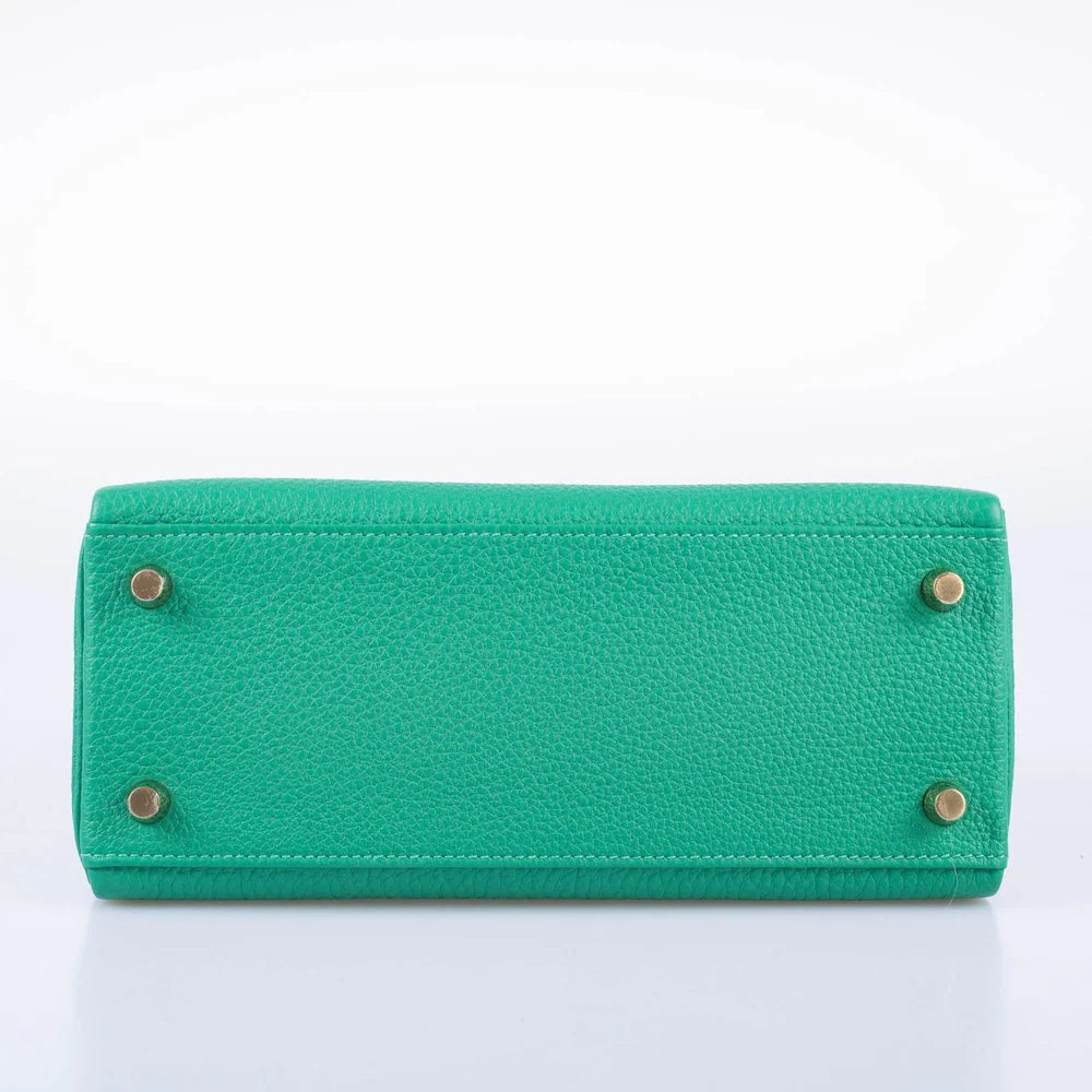 HERMÈS KELLY 25 RETOURNE TOUCH MENTHE TOGO AND LIZARD GOLD HARDWARE