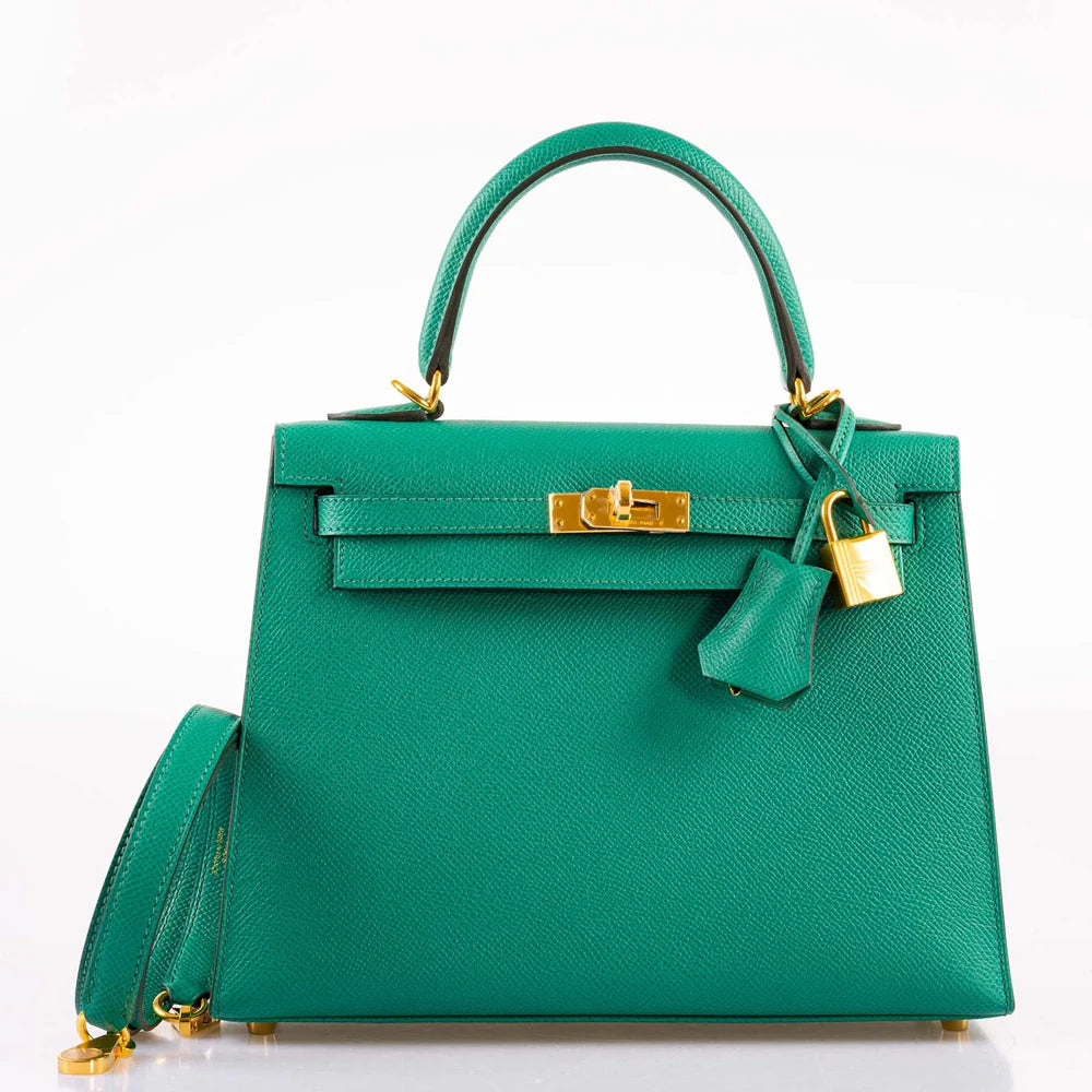 HERMÈS KELLY 25 SELLIER VERT JADE EPSOM WITH GOLD HARDWARE