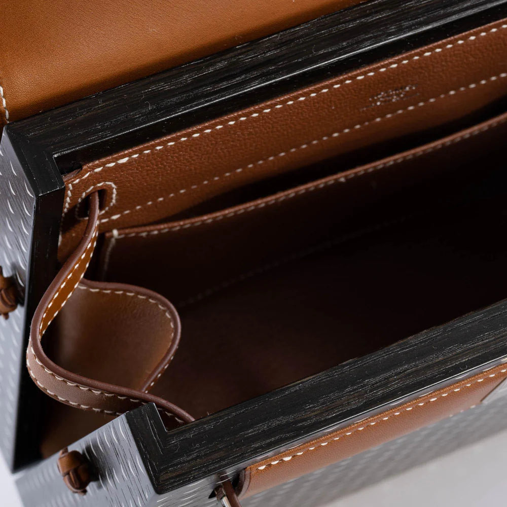 HERMÈS KELLYWOOD 22 BOG OAK, ALUMINUM & BARENIA WITH PALLADIUM HARDWARE