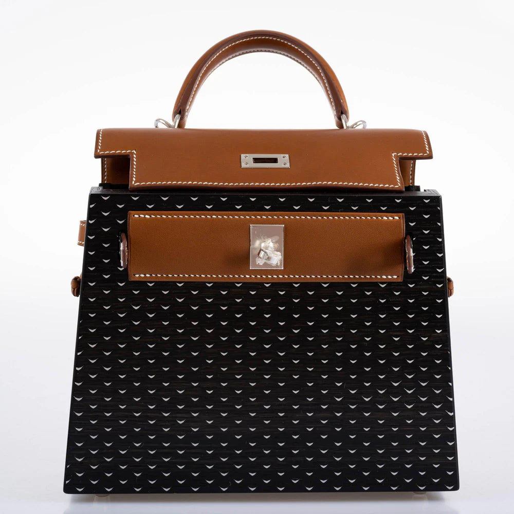 HERMÈS KELLYWOOD 22 BOG OAK, ALUMINUM & BARENIA WITH PALLADIUM HARDWARE