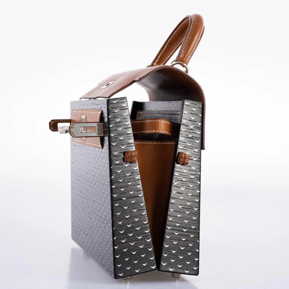 HERMÈS KELLYWOOD 22 BOG OAK, ALUMINUM & BARENIA WITH PALLADIUM HARDWARE