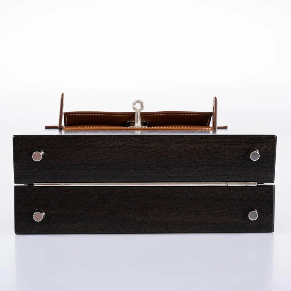 HERMÈS KELLYWOOD 22 BOG OAK, ALUMINUM & BARENIA WITH PALLADIUM HARDWARE