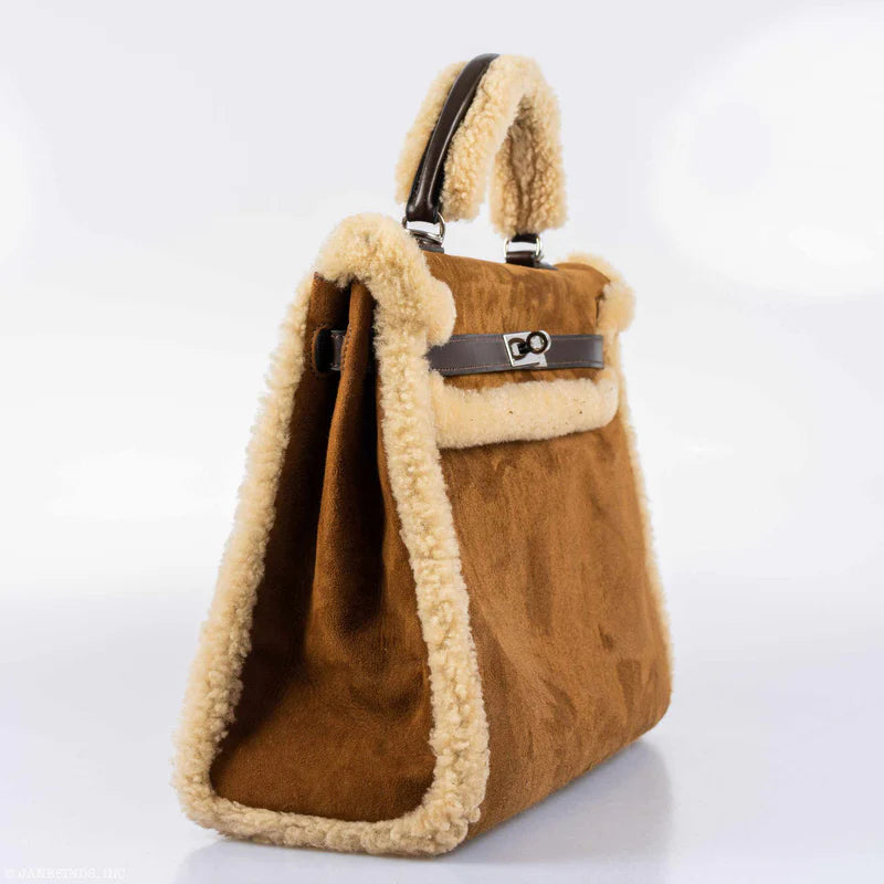 Teddy Kelly 35 Fauve Doblis Suede and Mouton Shearling Palladium Hardware