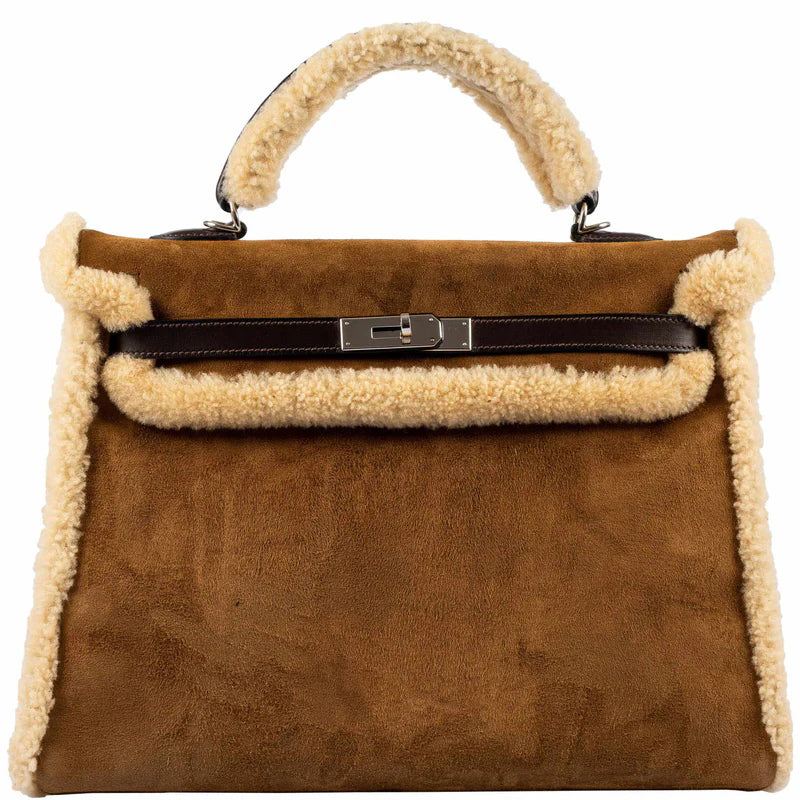 Teddy Kelly 35 Fauve Doblis Suede and Mouton Shearling Palladium Hardware