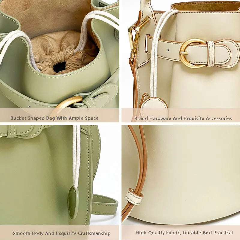 Genuine Leather Bucket Bag Design High-End