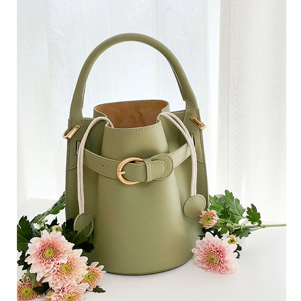 Genuine Leather Bucket Bag Design High-End