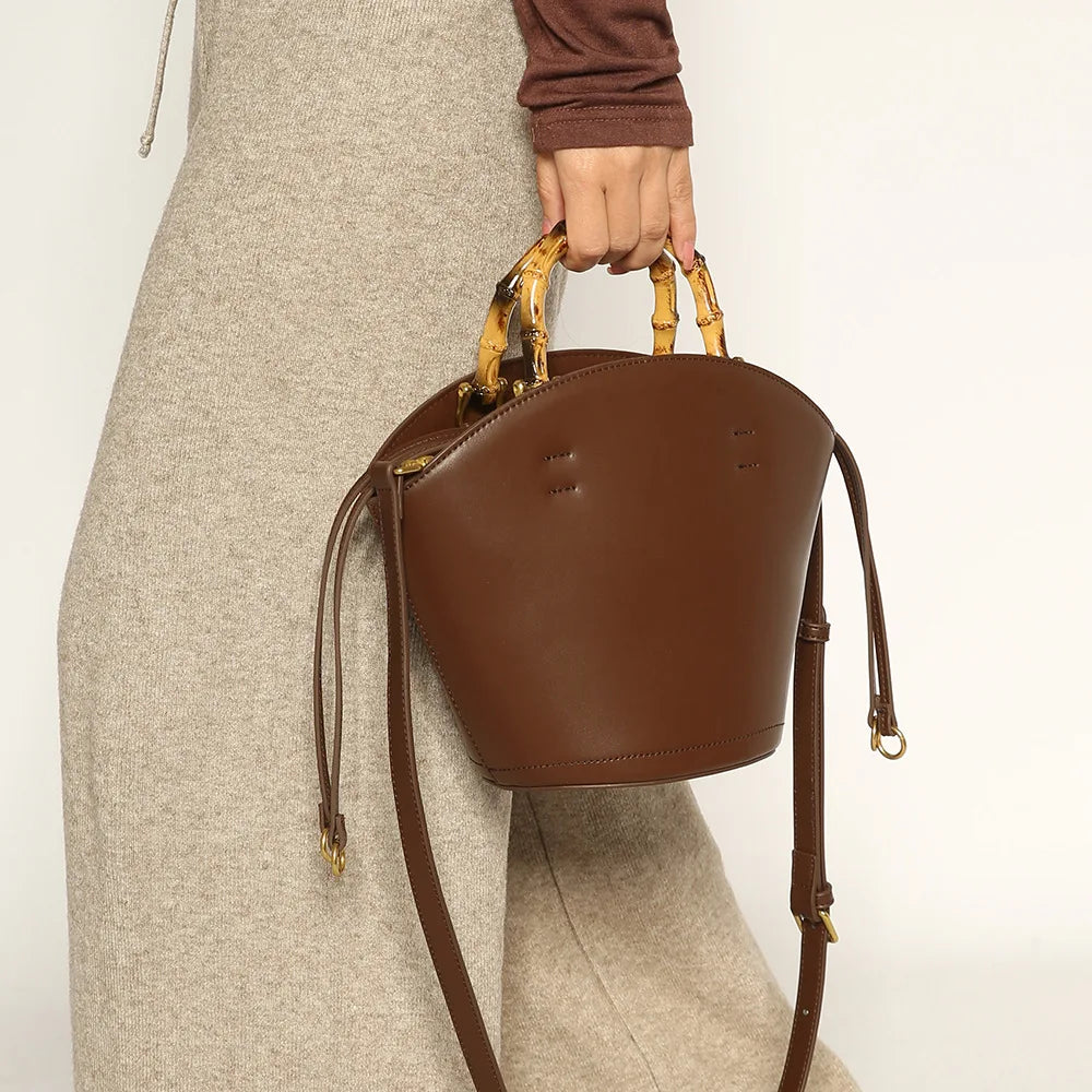 bucket bag bamboo handle