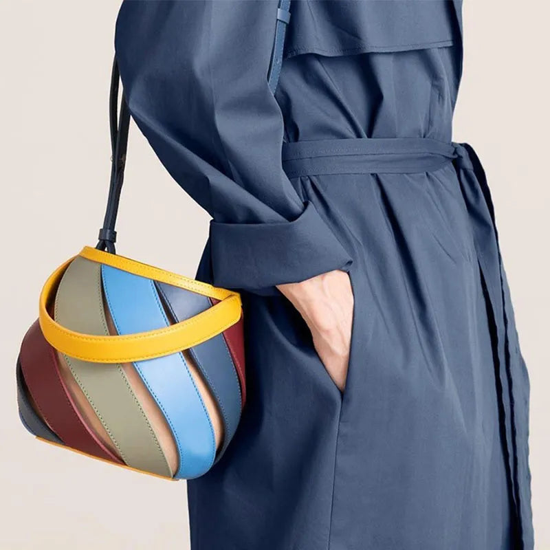 Retro Geometric Bucket Bag