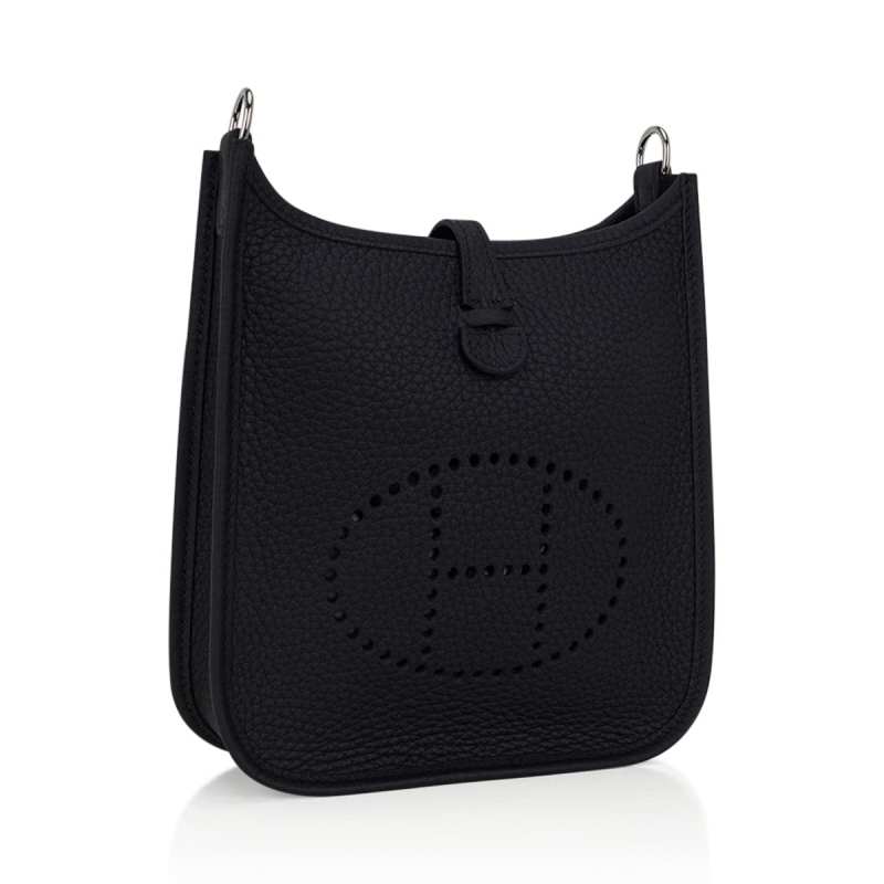 Hermes Mini Evelyne TPM Bag Black Clemence Leather with Palladium Hardware