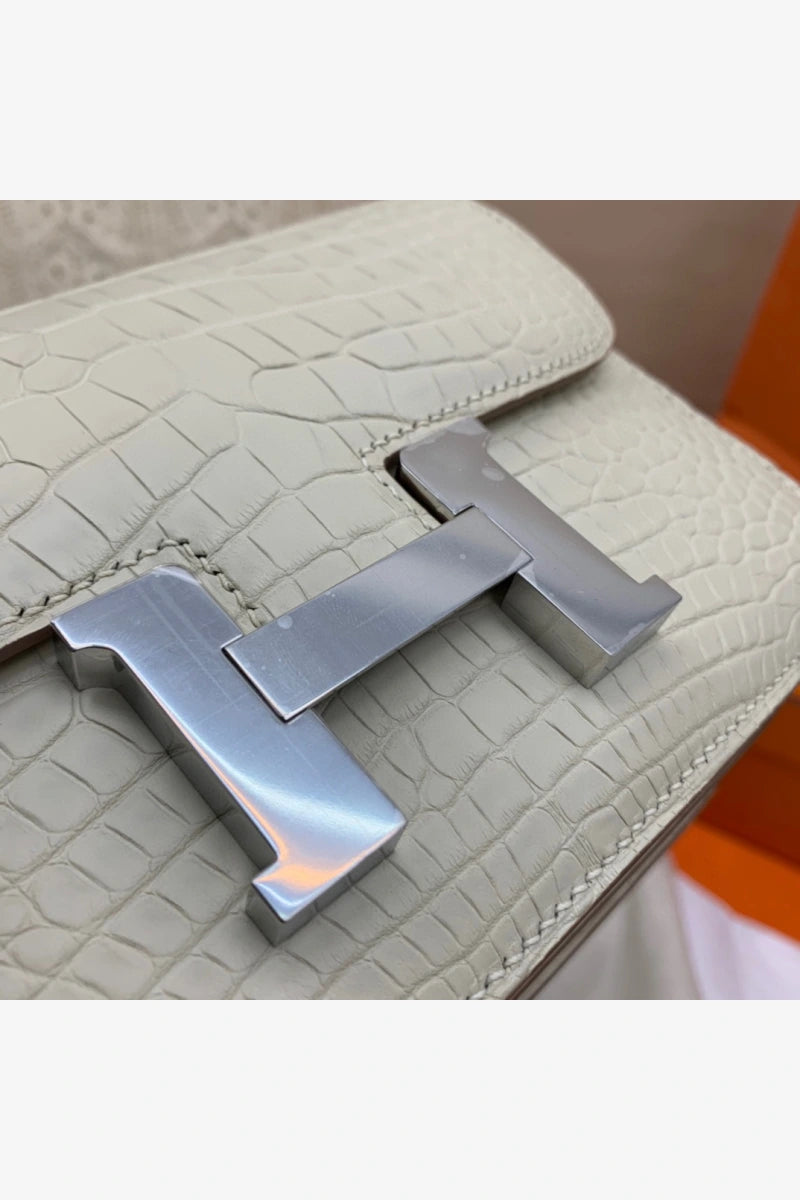 Hermes Constance Matte Alligator Leather Bag 8L Beton