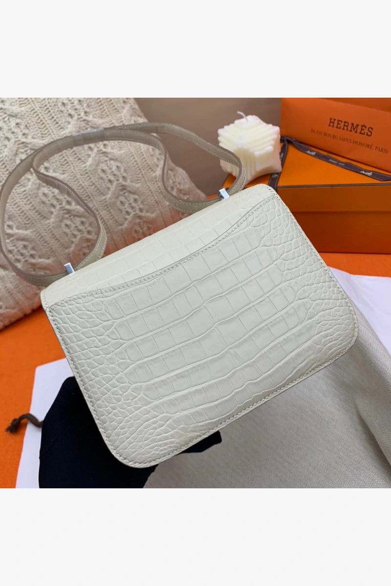 Hermes Constance Matte Alligator Leather Bag 8L Beton